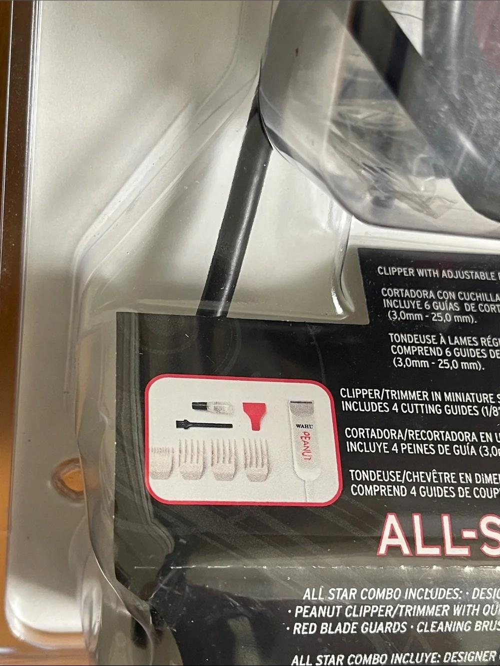 WAHL ALL STAR COMBO Black Designer Clipper & White Peanut Trimmer with Red Combs
